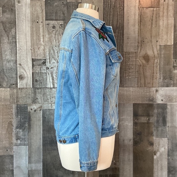 Forever 21 Sadie and Sage jean jacket medium denim floral sequins girlhoodcore - Picture 9 of 11